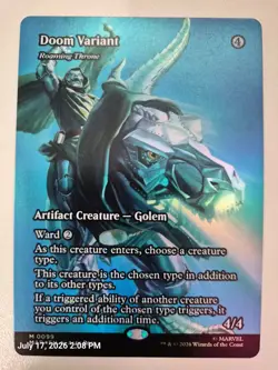 MTG Doom Variant(Roaming Throne) *BORDERLESS FOIL* From Marvel. Pack Fresh. - Image 1