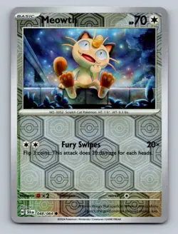 Meowth 048/064 Common Shrouded Fable Pokemon Reverse Holo Near Mint - Image 1