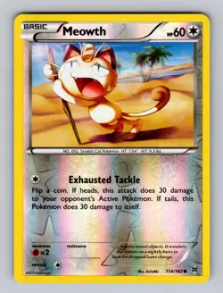 Meowth 114/162 Common BREAKthrough Pokemon Reverse Holo Lightly Played - Image 1
