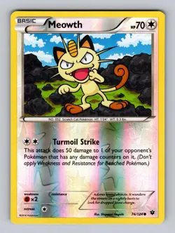 Meowth 74/124 Common Fates Collide Pokemon Reverse Holo Near Mint - Image 1