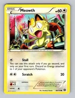 Meowth 88/114 Common Steam Siege Pokemon Near Mint - Image 1