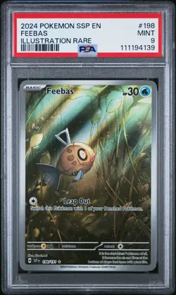 2024 POKEMON SSP EN-SURGING SPARKS #198 FEEBAS ILLUSTRATION RARE PSA 9 - Image 1