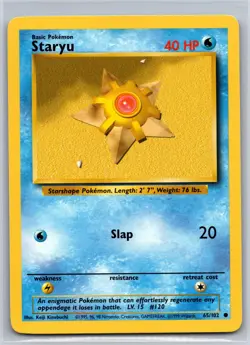 Staryu 65/102 Common Base Set Unlimited Pokemon Lightly Played - Image 1