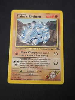 Blaine's Rhyhorn 65/132 Gym Challenge Regular WOTC Vintage 2000 Pokemon TCG LP - Image 1