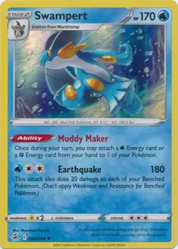 Swampert SWSH Fusion Strike 064/264 Holo Rare 2021 Pokemon TCG Near Mint - Image 1