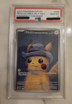 PSA 10 GEM MINT Pikachu with Grey Felt Hat Van Gogh Promo 2023 Pokemon SVP 085 - Image 1