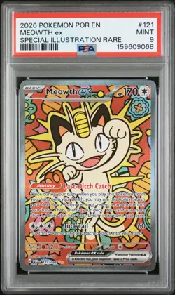 2026 POKEMON POR EN-PERFECT ORDER SPECIAL ILLUSTRATION RARE #121 MEOWTH EX PSA 9 - Image 1