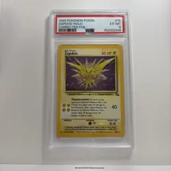 1999 Pokemon Fossil Zapdos Holo #15 Corrected Foil PSA 6 EX-MT Vintage WOTC - Image 1