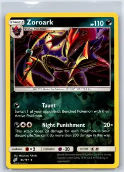 Zoroark 91/181 Holo Rare Team Up Pokemon Reverse Holo NM/M 627c-8 - Image 1