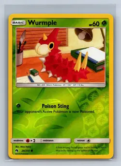 Wurmple 24/214 Common Lost Thunder Pokemon Reverse Holo NM/M 701b-20 - Image 1
