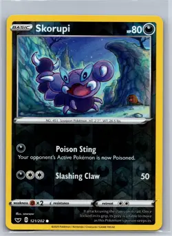 Skorupi 121/202 Common Sword & Shield Pokemon Reverse Holo NM/M 623-35 - Image 1