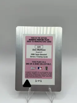 2008 Topps Series 2 Gary Matthews Jr Magenta Printing Plate 1/1 Angels #525 - Image 2