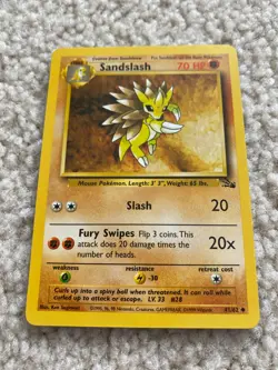 Pokemon Card Sandslash Fossil Unlimited Uncommon 41/62 NM 1999 - Image 1