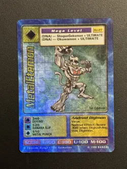 Digimon MetalEtemon Bo-27 1st Edition Holo Card Game 1999 Bandai - Image 1