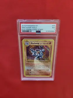 Pokemon: Machamp STAFF PRERELEASE PROMO #59/108 Holo Rare Evolutions 2016 -PSA 7 - Image 4