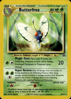 Pokemon TCG Card WOTC Vintage Wizards Butterfree 19/75 Neo Discovery 19/75 - Image 1