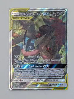 Pokemon TCG Unbroken Bonds TAG TEAM #201 Greninja & Zoroark GX Full Art RAW - Image 1