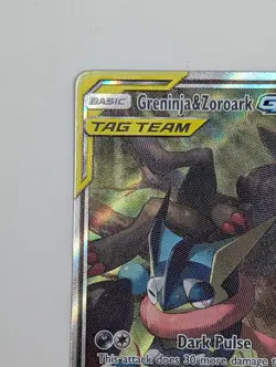 Pokemon TCG Unbroken Bonds TAG TEAM #201 Greninja & Zoroark GX Full Art RAW - Image 2
