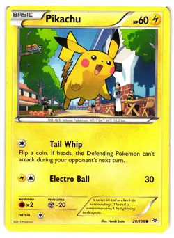 Pokemon TCG Pikachu 20/108 Common Roaring Skies DMG - Image 1