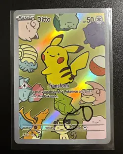 Ditto Holo Pokemon Generation One After Skool Hobby Fan Art Pikachu Derp - Image 1