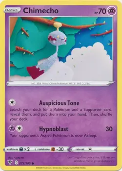 Chimecho Vivid Voltage 072/185 Regular Common 2020 Pokemon TCG Near Mint - Image 1