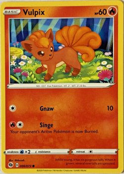 Vulpix Champions Path 006/073 Regular Common 2020 Pokemon TCG Near Mint - Image 1