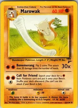 Marowak 52/130 2000 Base Set 2 Regular Uncommon LP - Image 1