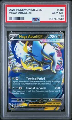2025 POKEMON MEG EN-MEGA EVOLUTION 086 MEGA ABSOL EX PSA 10 - Image 1