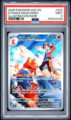 2026 POKEMON ASC EN-ASCENDED HEROES ILLUSTRATION RARE ETHAN'S MAGCARGO PSA 9 - Image 1