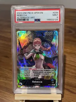 One Piece 2023 OP04 039 Rebecca Leader Alternate Art Holo EN PSA 9 - Image 1