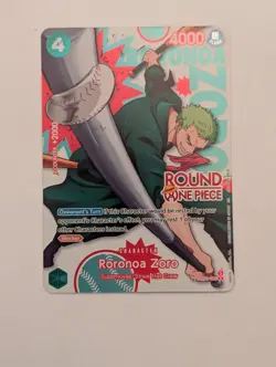 One Piece x Round 1 English Promo Card Roronoa Zoro PRB02-006 - Image 1
