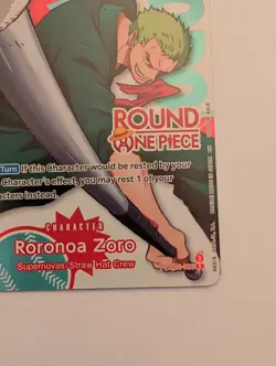 One Piece x Round 1 English Promo Card Roronoa Zoro PRB02-006 - Image 4