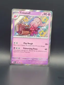 Pokemon TCG Paldean Fates Tinkatuff Shiny Rare Card 166/091 NM Condition - Image 1