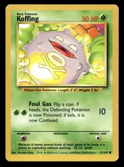 Base Set Koffing #051/102 Pokemon TCG Single Card - Image 1