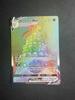 Pokemon Card Alcremie VMAX 073/072 Rainbow Rare Shining Fates 2021 Holo NM - Image 1