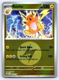 Raichu (Energy Symbol Pattern) 056/217 Ascended Heroes Pokemon Reverse Holo NM - Image 1