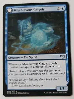 MTG Magic The Gathering Card Mischievous Catgeist Catlike Curiosity Crimson Vow - Image 1