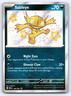 Sableye 184/091 Shiny Rare Paldean Fates Pokemon Holo Near Mint - Image 1