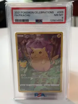 2021 POKEMON CELEBRATIONS #005 FULL ART/PIKACHU PSA 8 - Image 1