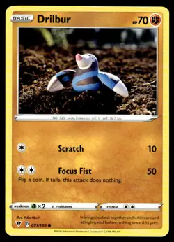 Drilbur 091/185 Common Vivid Voltage Pokemon Yuka Morii NM - Image 1
