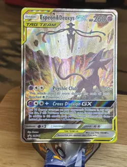 Pokemon TCG Espeon & Deoxys GX SM240 Black Star Promo Holo - Image 1