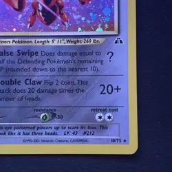 Scizor 10/75 Neo Discovery Holo Rare Unlimited Edition English Pokemon TCG - Image 4