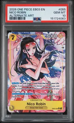 2026 ONE PIECE EB03-ONE PIECE HEROINES EDITION ALT ART #055 NICO ROBIN PSA 10 - Image 1