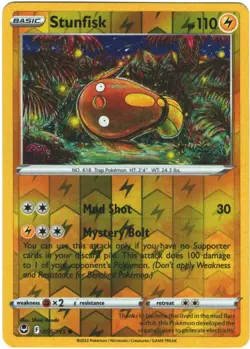 Stunfisk 55/195 Silver Tempest Reverse Holo Common Pokemon Card Pokemon TCG 055 - Image 1