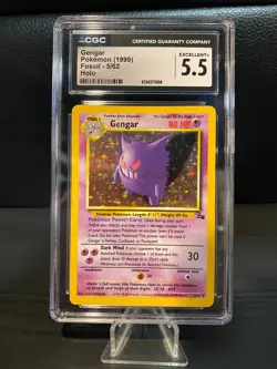Gengar 5/62 Holo Fossil Pokemon 1999 Card CGC 5.5 Excellent+ - Image 1