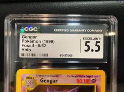 Gengar 5/62 Holo Fossil Pokemon 1999 Card CGC 5.5 Excellent+ - Image 5