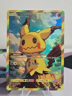 Mimikyu Fan Art Card — Rainbow Holo Forest (Unofficial, Non-TCG) - Image 1