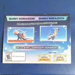 Nintendo Pokemon Scarlet & Violet Code Card Promo Shiny Koraidon/Miraidon EN - Image 1