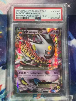 Pokemon Mega M Gengar EX Black Star Promo Shiny Holo Card XY166 PSA 5 EX - Image 1