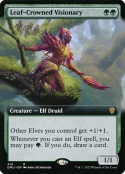Leaf-Crowned Visionary NonFoil Dominaria United 414 NM MTG - Image 1